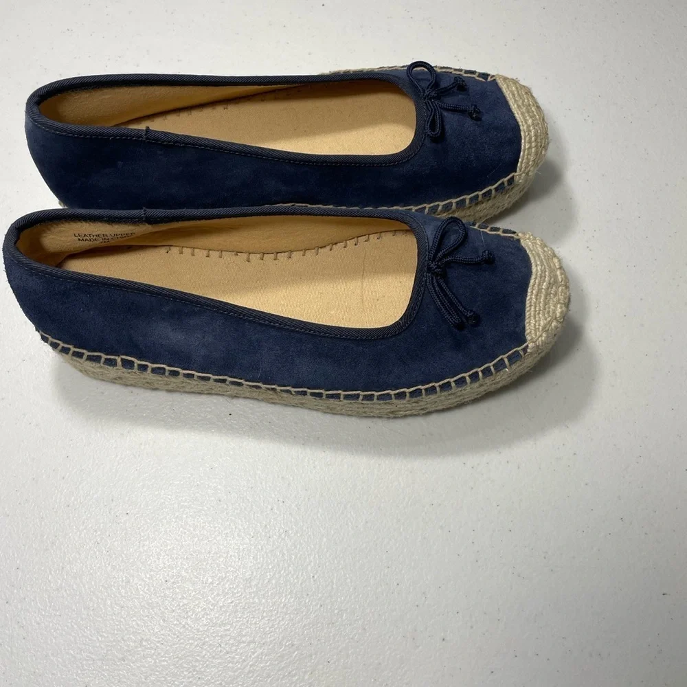 Talbots Blue Espadrille Flats with Bow Detail Size 7 SB-95
